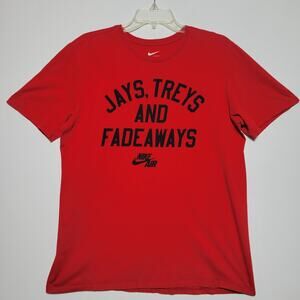 Nike Shirt Men Large Red Jays Treys Fade Aways Graphic Short Sleeve Crew Neck
